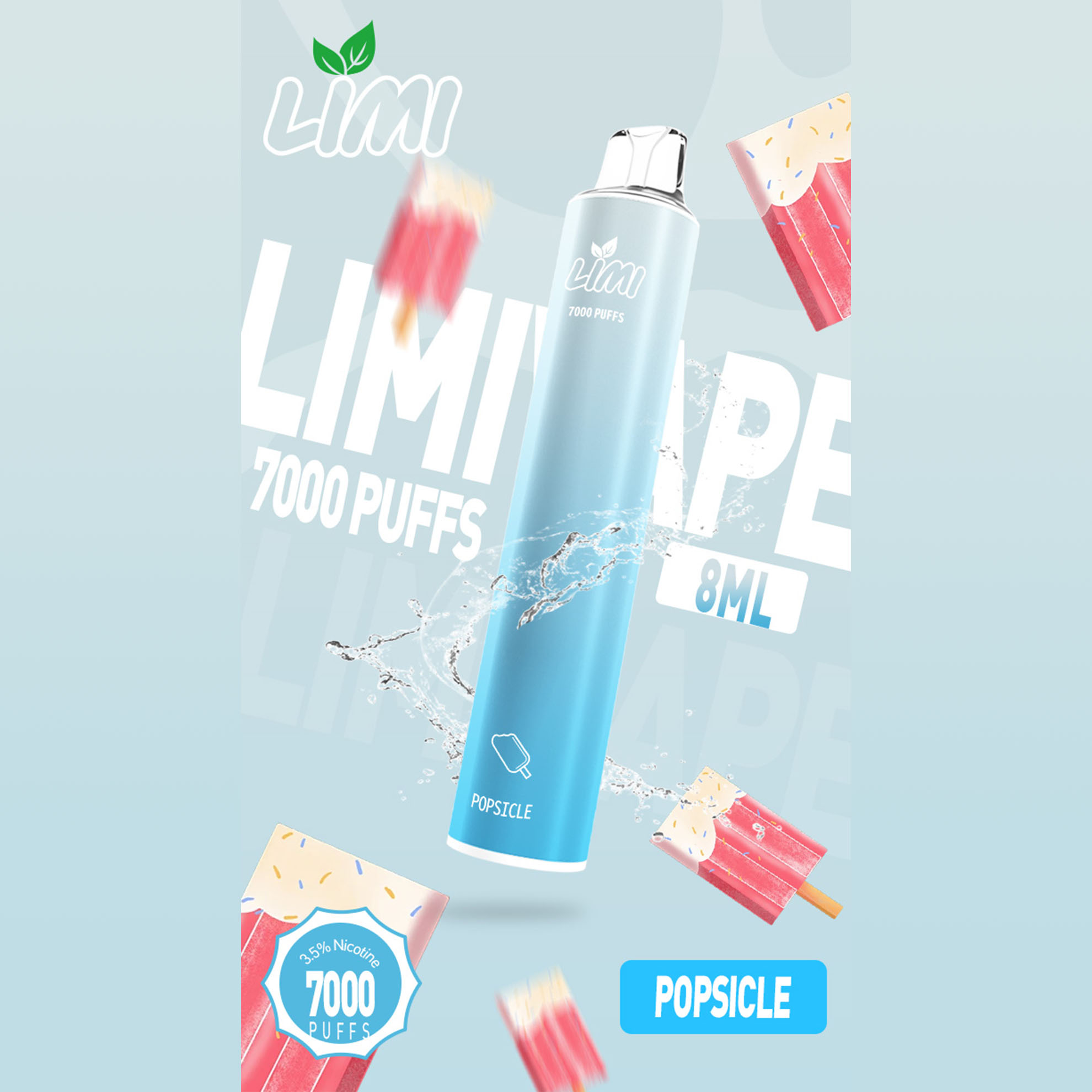 LIMI 一次性電子煙｜冰棍口味・拋棄式電子菸・約 7000 口・炫彩發光設計