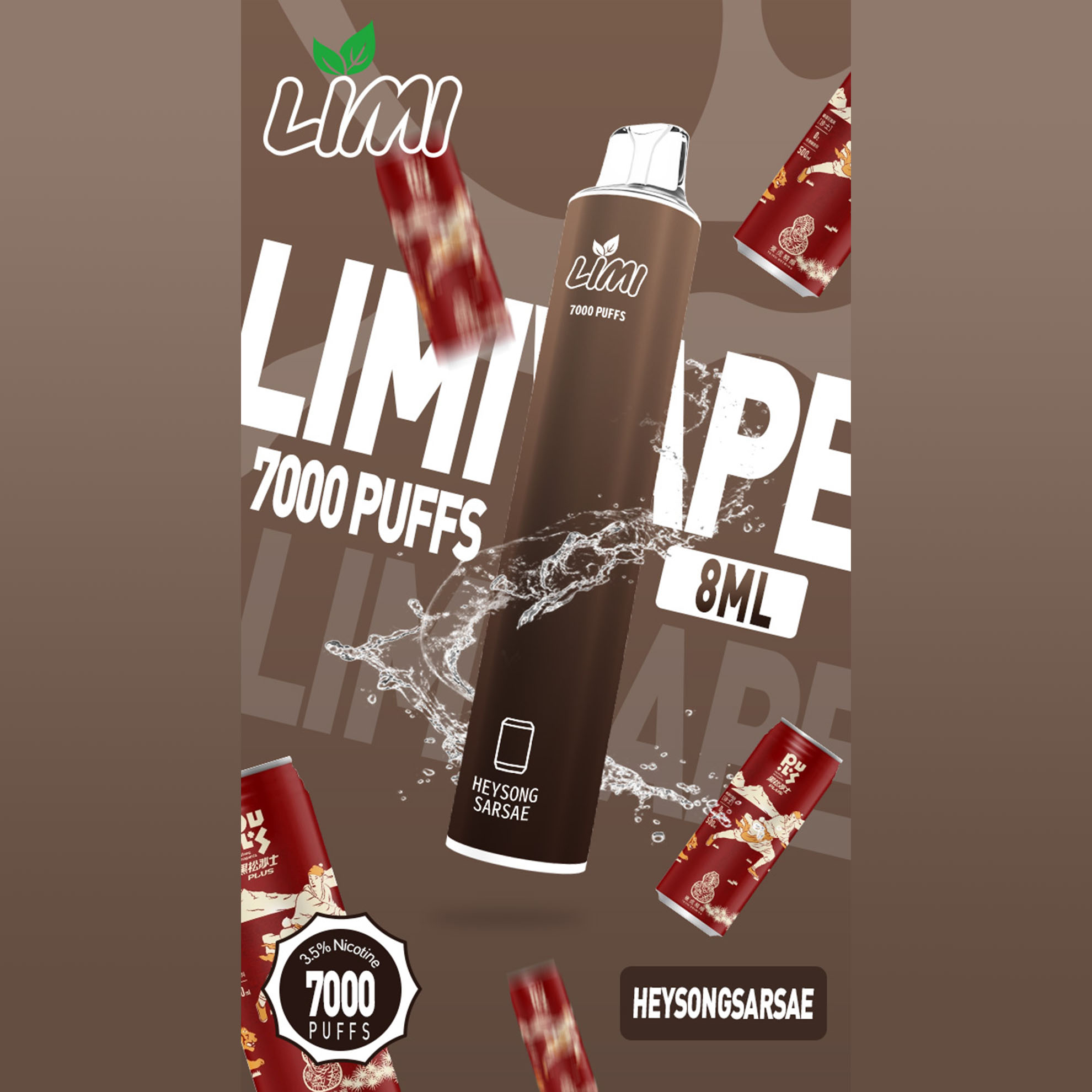 LIMI 一次性電子煙｜沙士口味・拋棄式電子菸・約 7000 口・炫彩發光設計