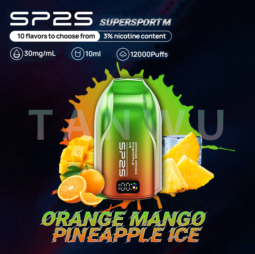 SP2 思博瑞 Supersport M 一次性電子煙｜橙子芒果鳳梨口味・澳洲版・約 9000 口・拋棄式電子菸